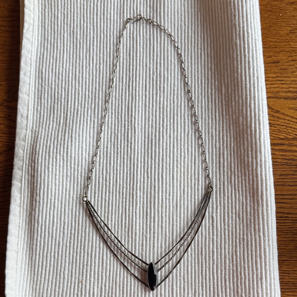 Elegant Silver Necklace with Black Accent
